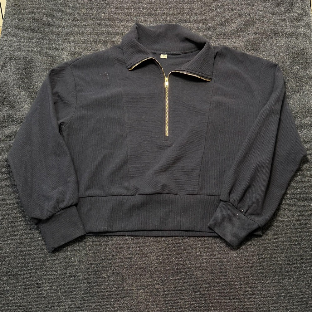 ANRABESS Sweater Womens XL Gray Collared 1/4 Zip Tight-Knit Pullover Casual